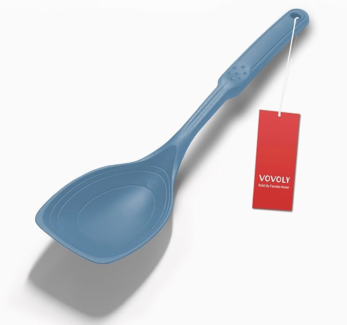 Large Silicone Cooking Spoon, Non-Stick Solid Spoon set by VOVOLY