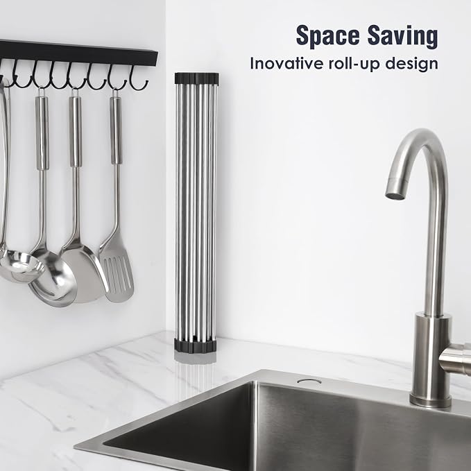 Tomorotec 21" x 15.5" Roll Up Dish Drying Rack Over Sink Drying Rack Sink Cover - Image 3