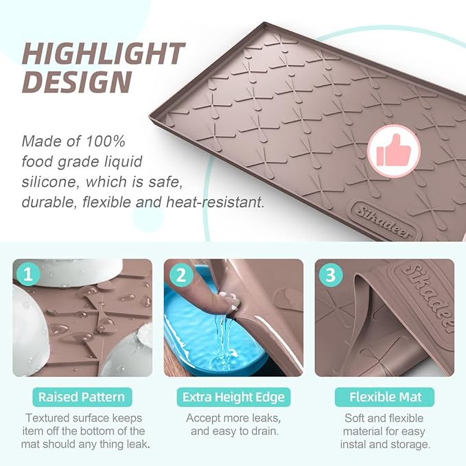 SIKADEER 19" x 19" Under Sink Mat Waterproof, Silicone Mat Kitchen Drawer Shelf - Image 5