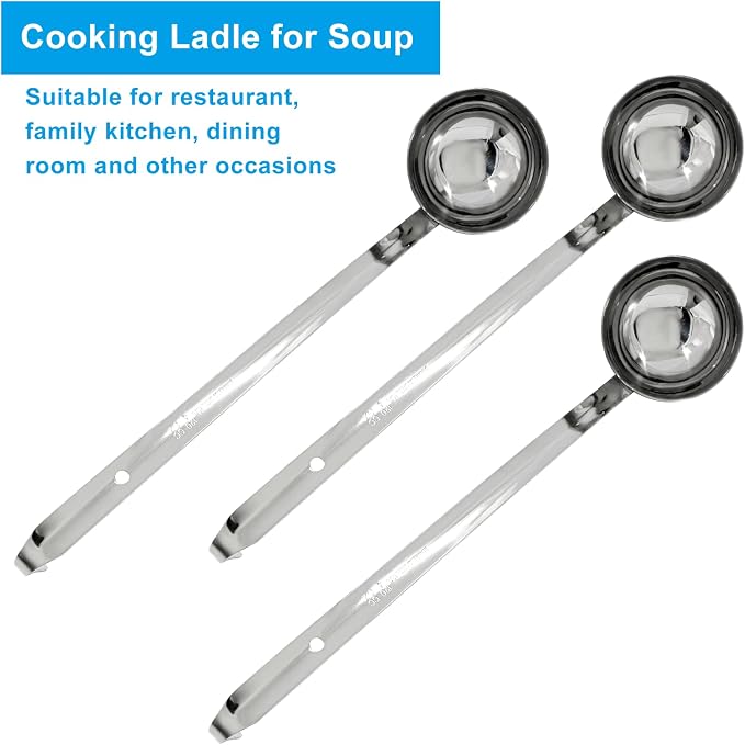 Piutouyar 3 Pcs 4 oz Soup Ladle Set, Stainless Steel Ladle - Image 4