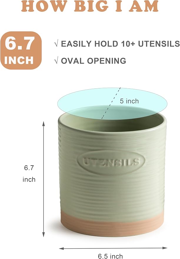 YHOSSEUN Kitchen Utensil Holder, Ceramic Utensil Holder - Image 2