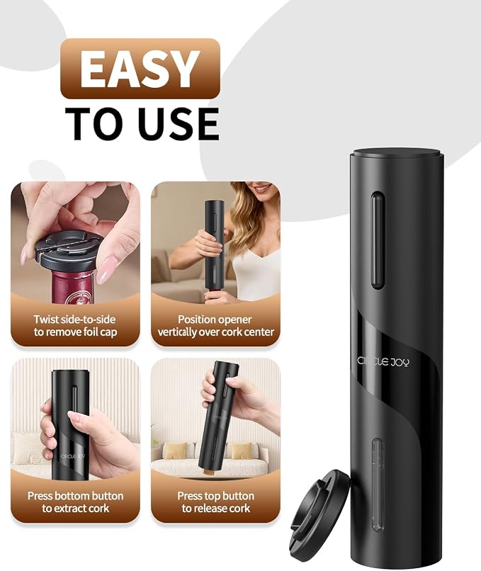 CIRCLE JOY 5-in-1 Electric Wine Bottle Opener Set, Rechargeable Wine Opener Kit - Image 6