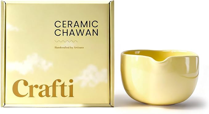 Crafti Ceramic Yellow Matcha Bowl | Golden Hour Butter Yellow | Crafted - Image 6