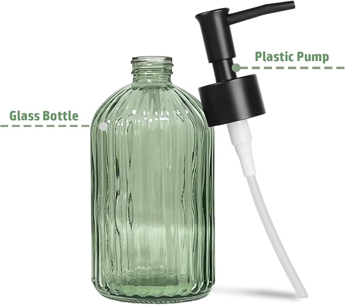 14 Oz Black Pump Glass Soap Dispenser, - Image 2