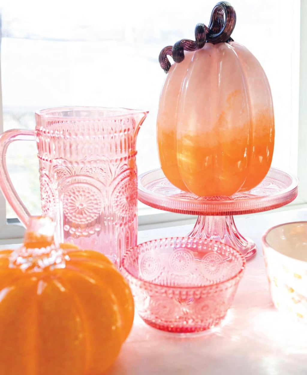 Boston International Codi Glass Pitcher, 4.5" x 7.75”, Pink