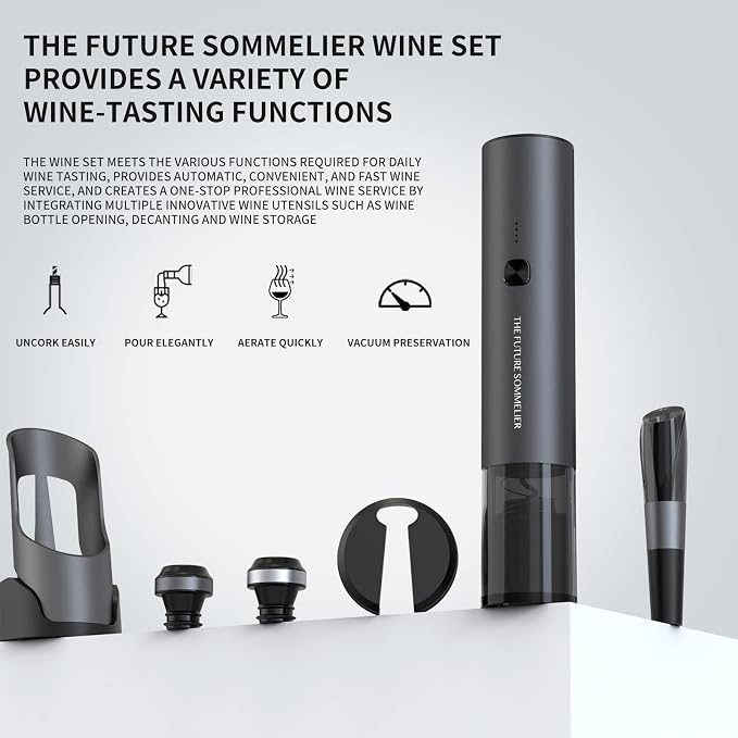 CIRCLE JOY Rechargeable Electric Wine Bottle Opener Set 7-in-1 Aluminum Alloy - Image 2
