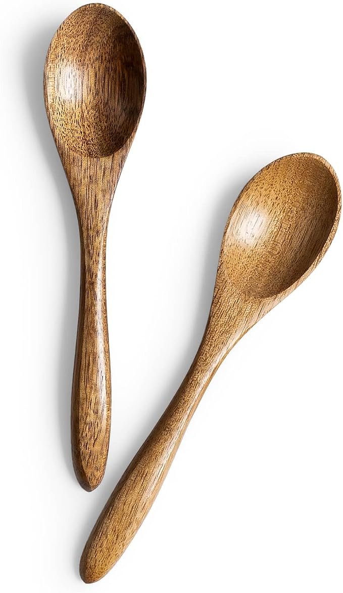 2 PCS Small Wooden Spoons, 5.8 Inch Honey Spoons by HEFILD