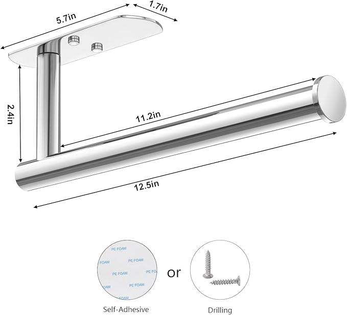 VAEHOLD Self Adhesive Paper Towel Holder Under Cabinet Mount, Wall Mounted - Image 7