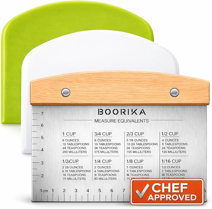 BOORIKA Dough Scraper & Bench Scraper Kitchen – Stainless Steel Sourdough Tools by Boorika