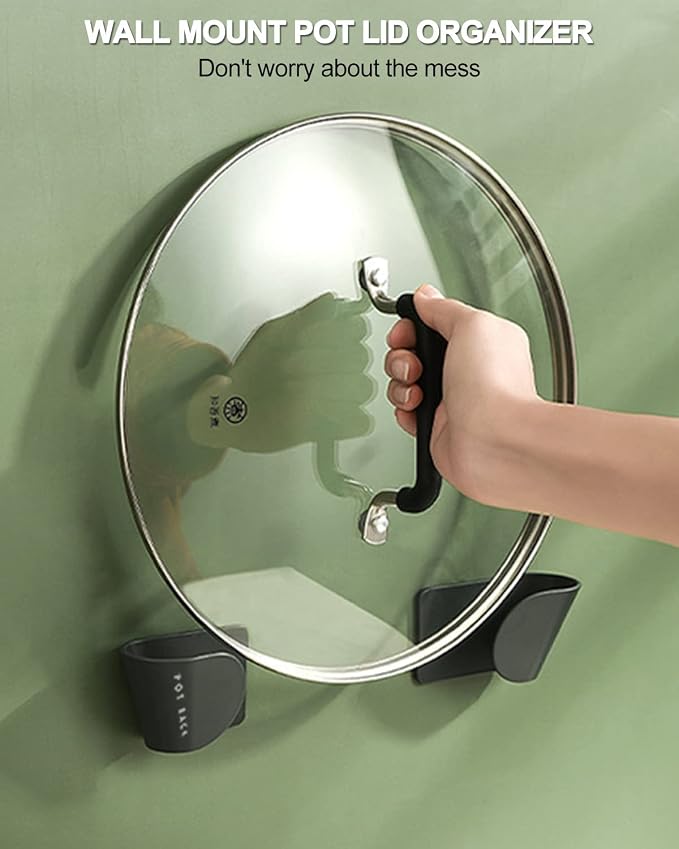 Tendiren Pot Lid Organizer, 6 Pairs of Adjustable Wall Mount Pot Lid Holder - Image 3