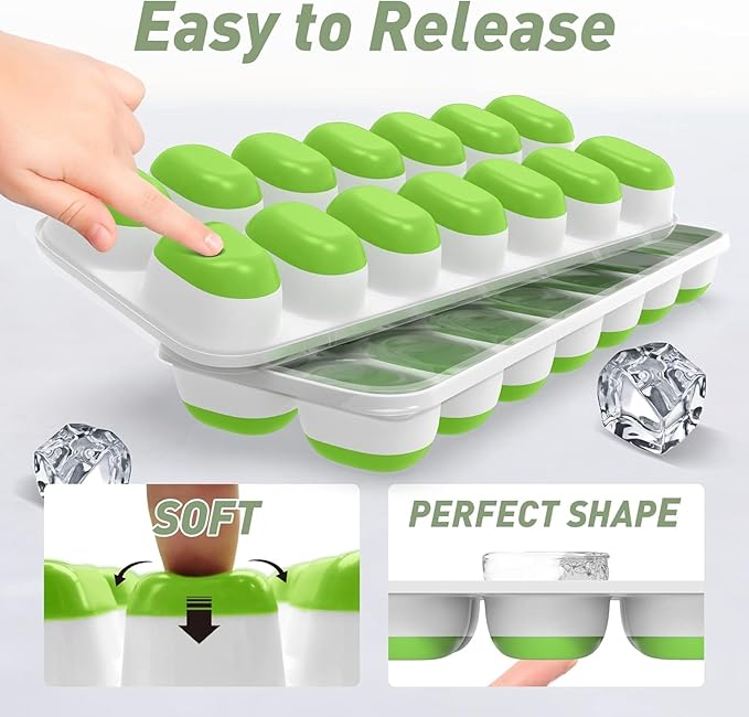 ChefAide Ice Cube Tray with Lid, 4 Packs 56 Cubes Durable Stackable Ice Cube - Image 6