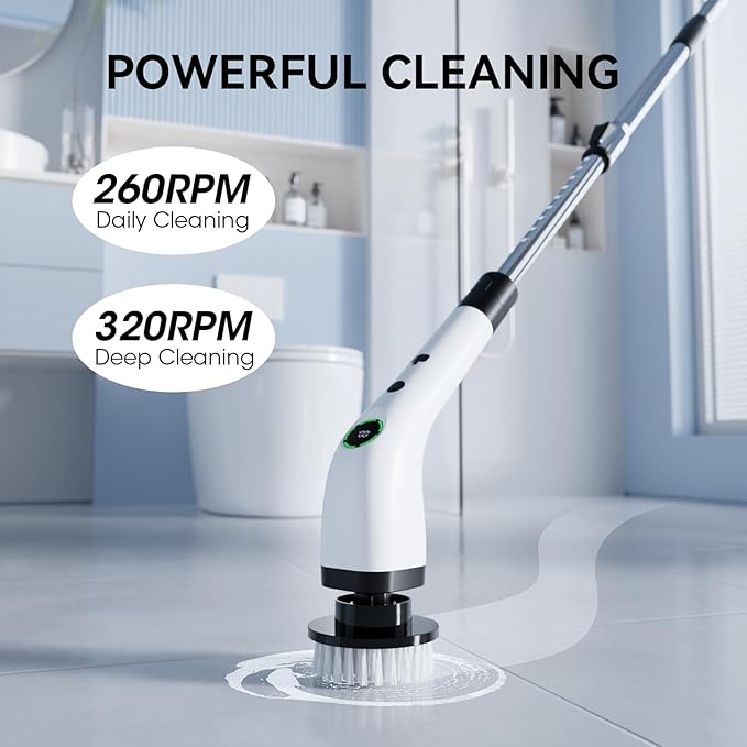 Electric Bathroom Cleaning Brush, Cordless Spin Scrubber Full Body Waterproof - Image 4