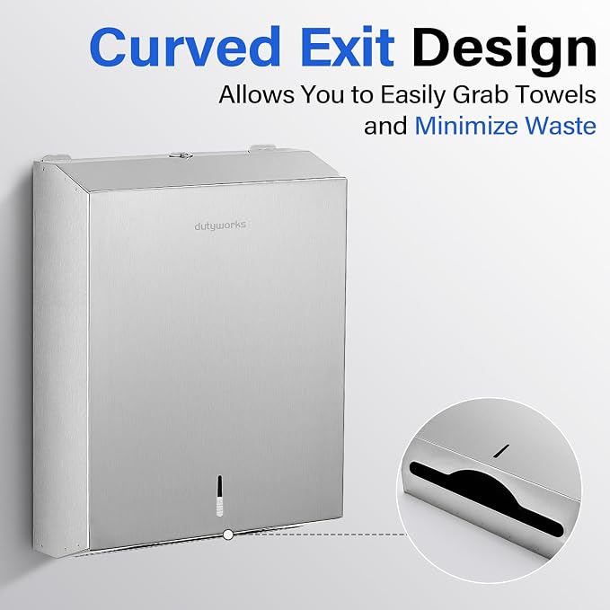 Commercial Paper Towel Dispenser Wall Mount, Stainless Steel C-Fold Multifold - Image 6