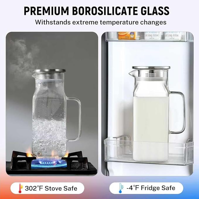 1 Pack 2 Liters/68 oz Square Glass Pitcher - Image 3