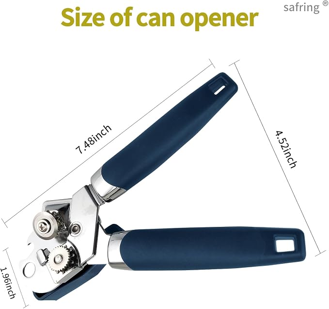 Safring Can Opener Manual, Handheld Strong Heavy Duty Stainless Steel Can Opener - Image 2