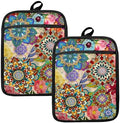 Boho Floral Oven Mitts and Pot Holders Set