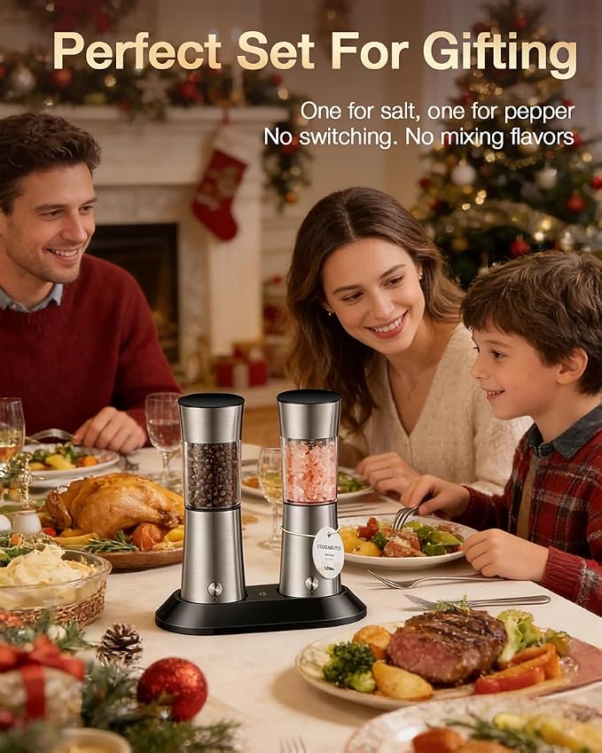 Gravity Electric Salt and Pepper Grinder Set, Automatic Mills - Image 7
