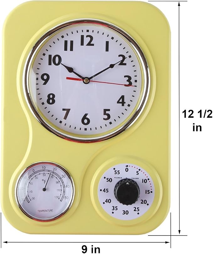 Lily's Home - 9.5 Inch x 12.5 Inch - Retro Kitchen Wall Clock, Vintage Wall - Image 4