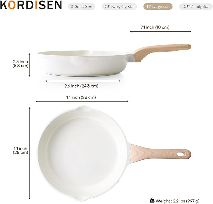 Kordisen Nonstick Ceramic Frying Pan, 11 Inch Ceramic Skillet, Healthy Non - Image 7