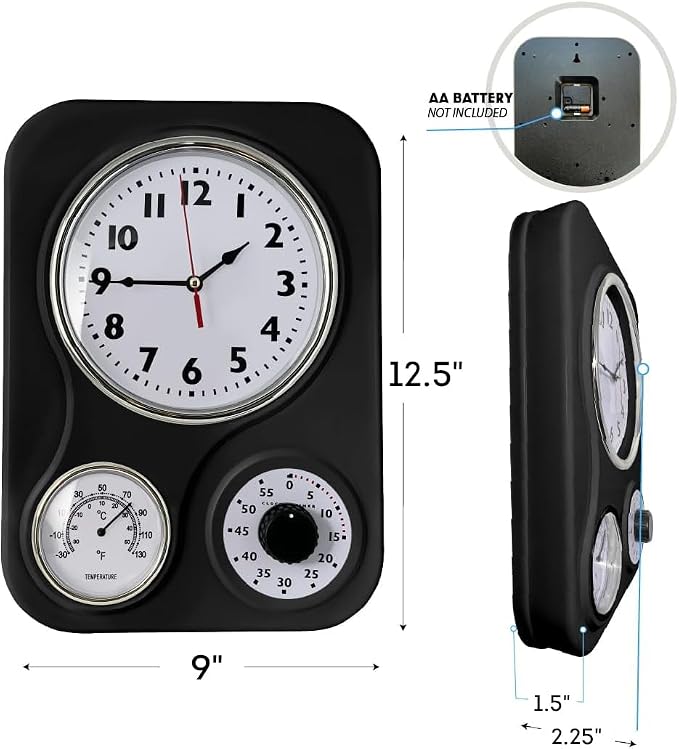 Lily's Home - 9.5 Inch x 12.5 Inch - Retro Kitchen Wall Clock, Vintage Wall - Image 2