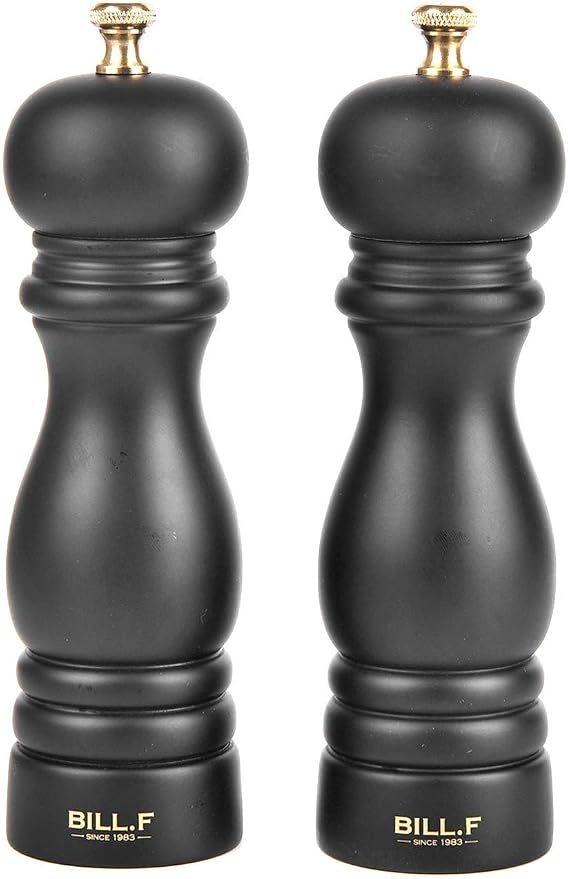 BILL.F Salt and Pepper Grinder Wooden Pepper Mill Grinder Salt Pepper Shakers by BFBILLFSINCE1983