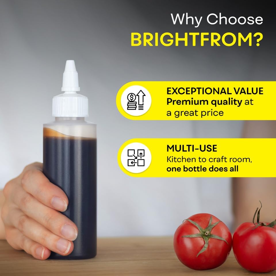 BRIGHTFROM Condiment Squeeze Bottles, 4 OZ Empty Squirt Bottle with