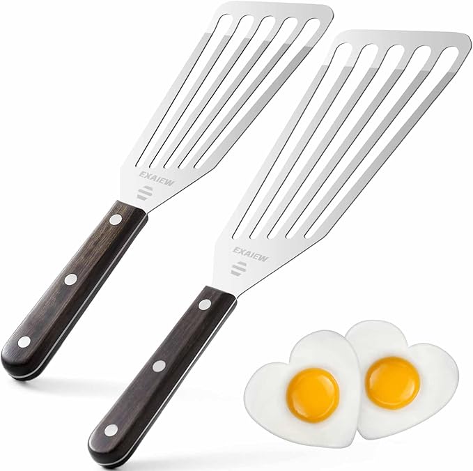 2 Pack Fish Spatula Stainless Steel，Flexible Metal Spatula Perfect by EXAIEW