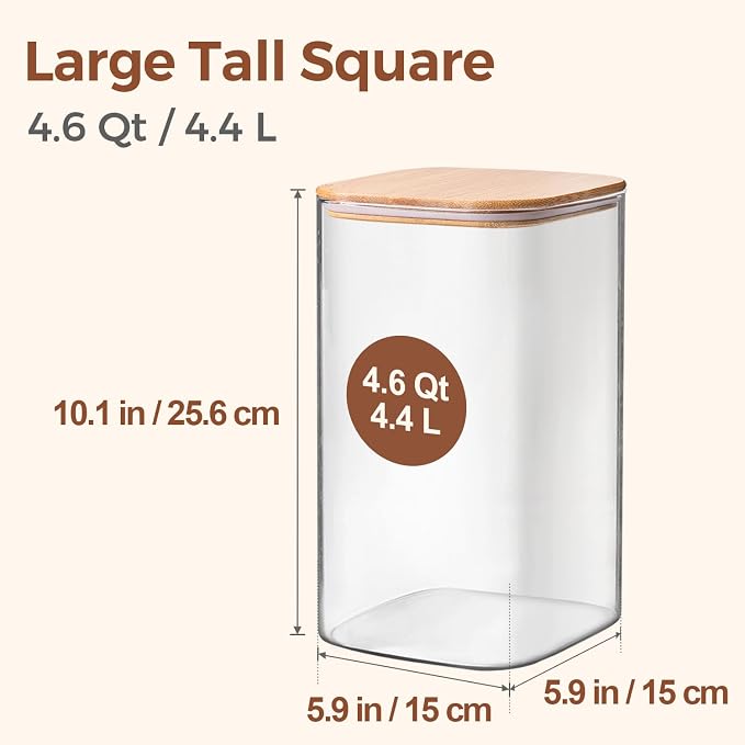 ComSaf 1.2 Gallon Wide Mouth Flour Sugar Storage Containers 2 Pcs, 4.6 Qt Glass - Image 2