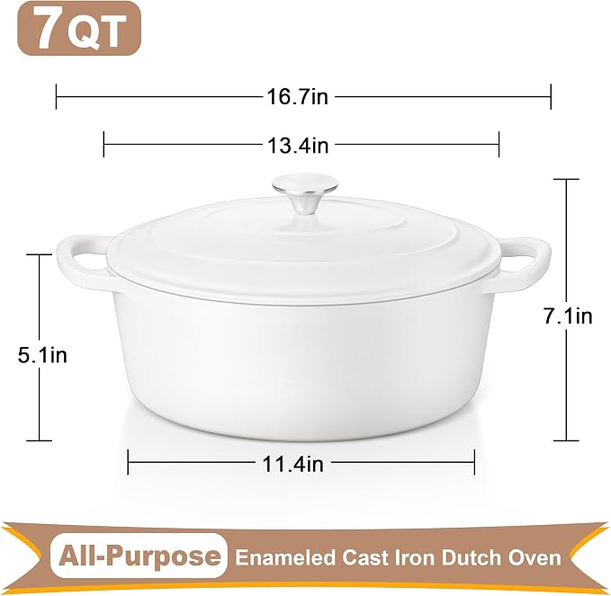 E-far 7QT Oval Dutch Oven Pot - Image 2