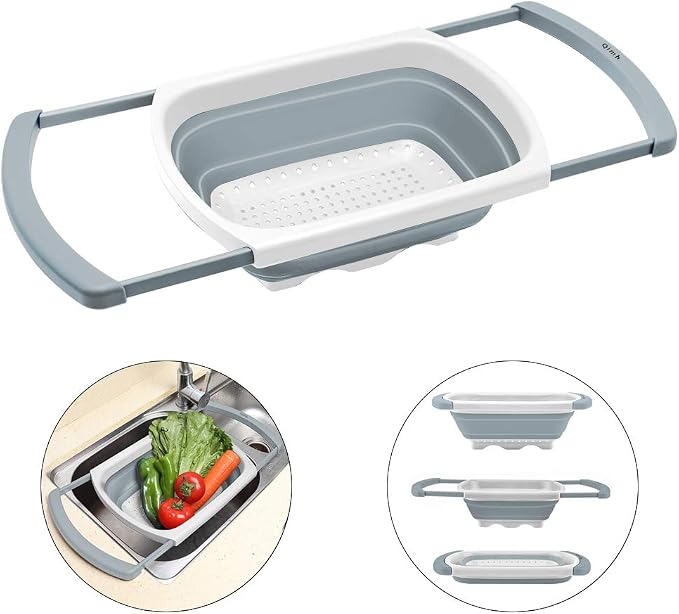 Qimh Collapsible Colander | Over The Sink Silicone Kitchen Strainers and - Image 2