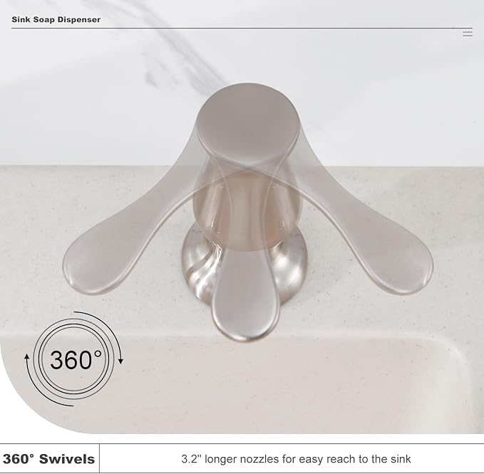 GAGALIFE Kitchen Sink Soap Dispenser Brushed Nickel, Under Sink Soap Dispenser - Image 4