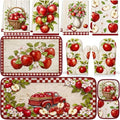 10Pcs Fall Apple-Pattern Kitchen Decor Set, Farmhouse Decorations for