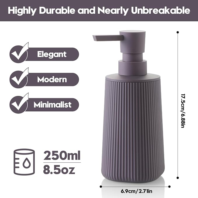 Small Soap Dispenser for Bathroom and Kitchen, Modern Farmhouse Striped Style - Image 6