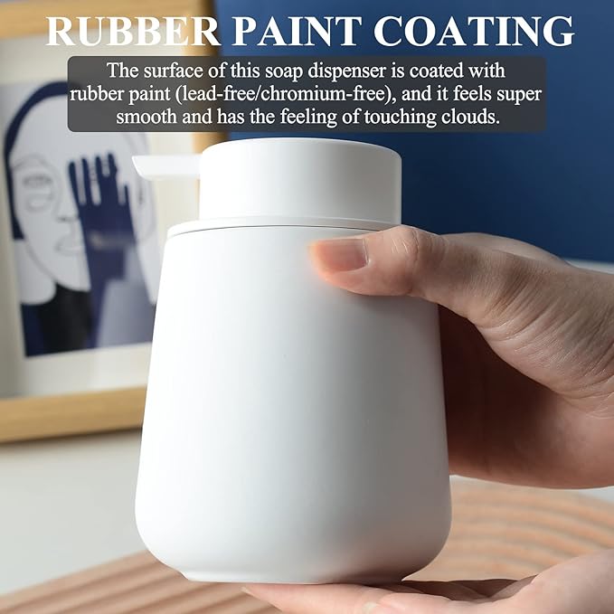 Bosilunlife Ceramic Foaming Soap Dispenser - 12Oz Bathroom Countertop Kitchen - Image 2