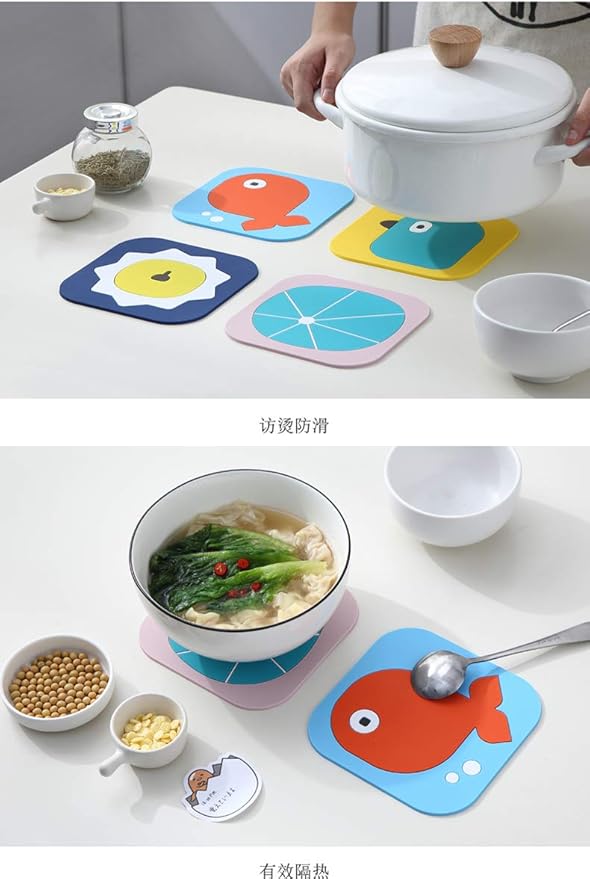 Pot Holders Set of 2 Heat Resistant 480 ℉ Non Slip Clear Silicone Printed - Image 8