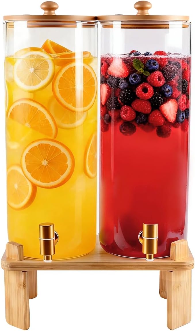 2 Gallon 2 Pack large Glass Drink dispenser by NBNSTHV