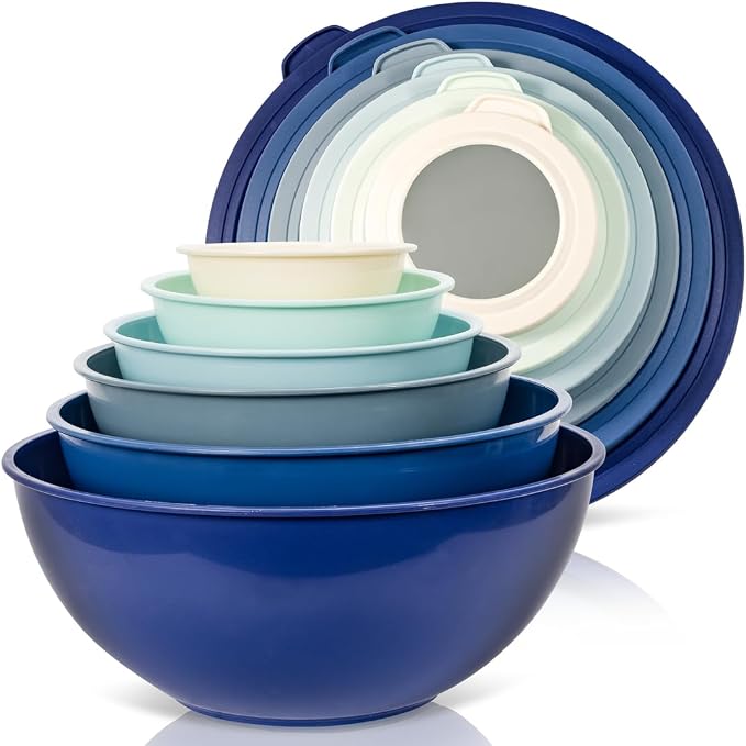 WHYSKO Mixing Bowl Set, 12 Piece Colorful Plastic Mixing Bowls - Image 7