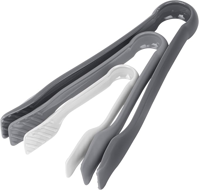 DecorRack 3 Pcs 6” x 8” x 10” Multi Cologray Plastic Tong Set, 3 Pack Durable by DecorRack