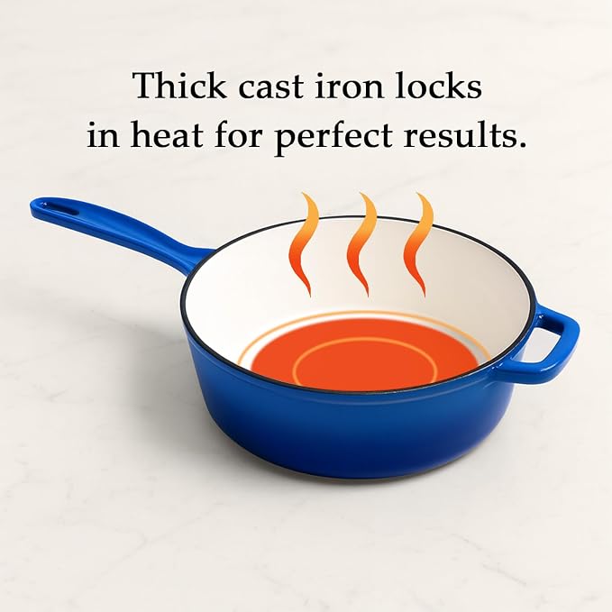 QuliMetal Nonstick Enameled Cast Iron Cookware Set, 4-Pcs Pots and Pans - Image 5