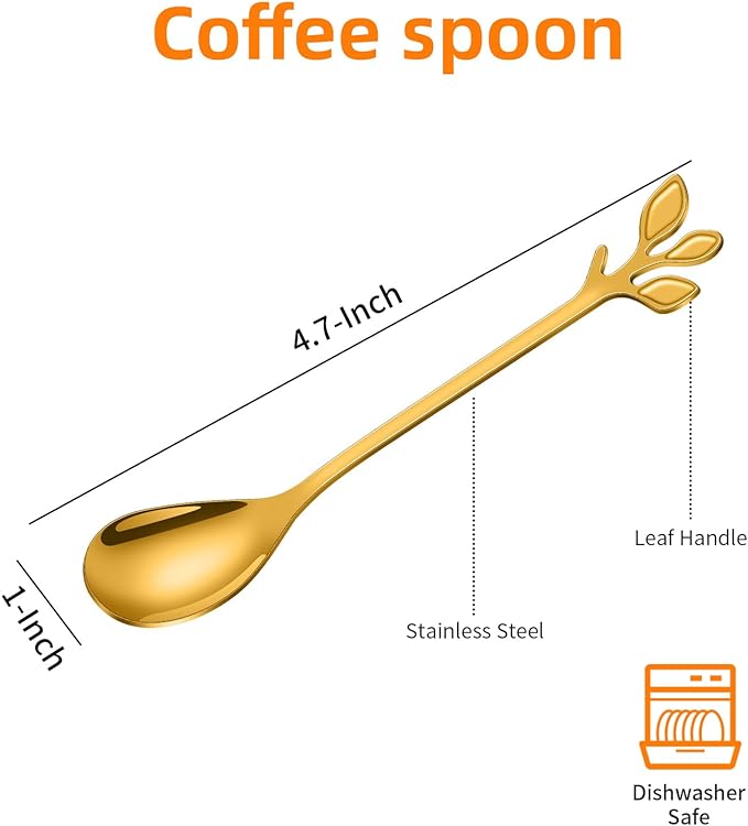 AnSaw Elegant Gold Leaf Coffee Spoons - Image 2