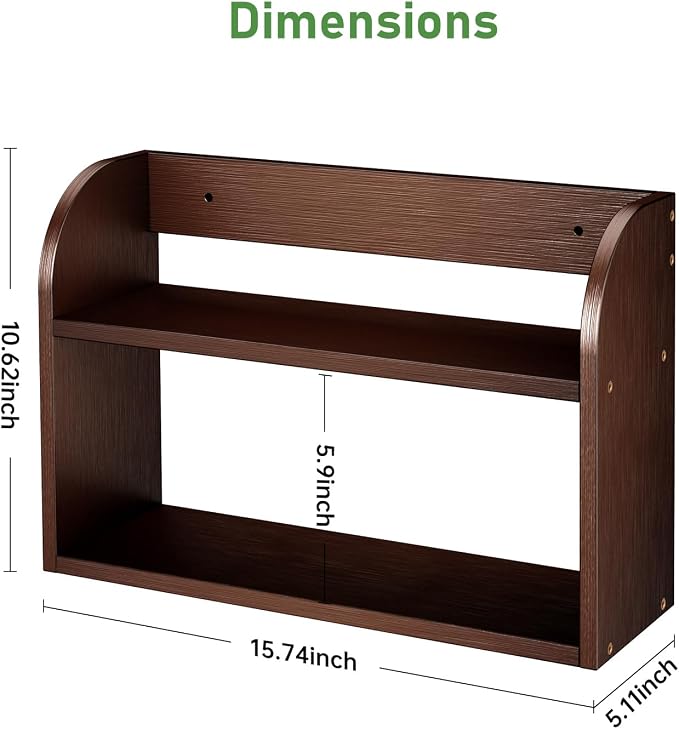 ROMGUAR CRAFT 2 Tier Bamboo Spice Rack, Countertop or Wall Mounting Wood Spice - Image 3