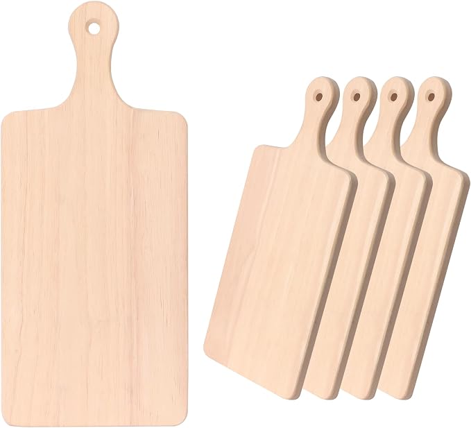 LZMS 4-Pack 13 1/2"x 7 1/2" Wood Serving Boards Set | Unfinished Wood Crafts by LZMS