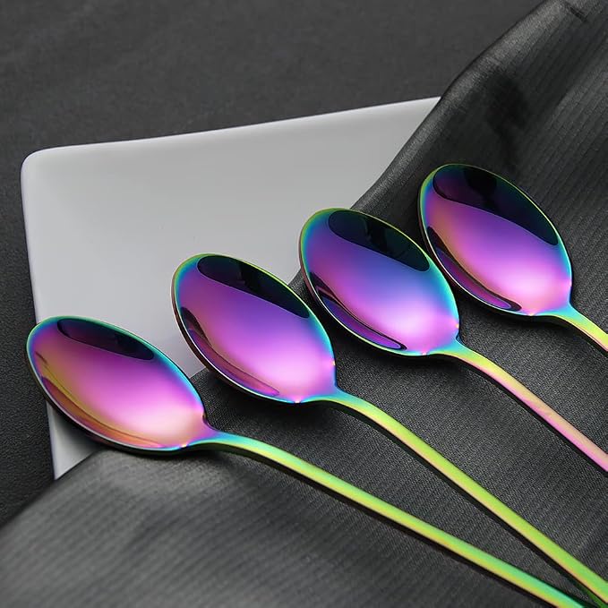 IQCWOOD Rainbow Long Handle Iced Tea Spoons, 9-Inch Ice Cream Coffee Stirring - Image 7