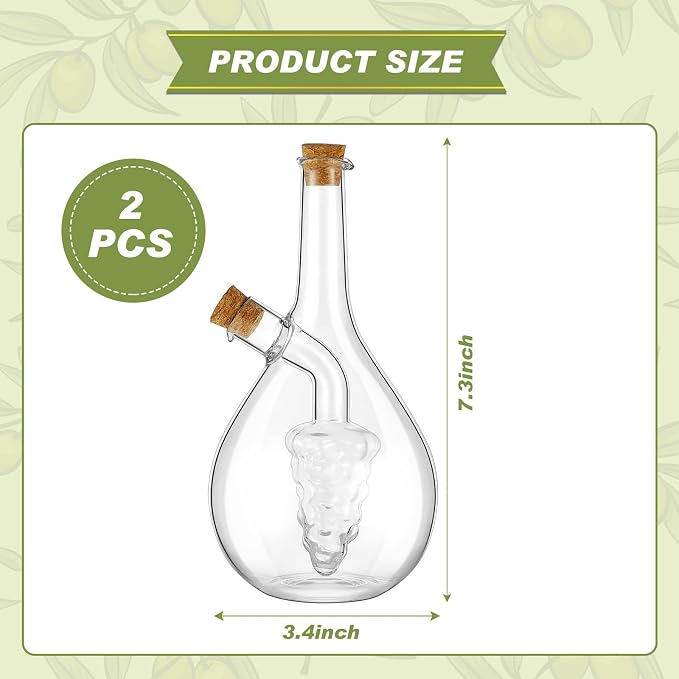 Suclain 2 Pcs Oil and Vinegar Dispenser, 2 in 1 Glass Olive Oil and Vinegar - Image 2