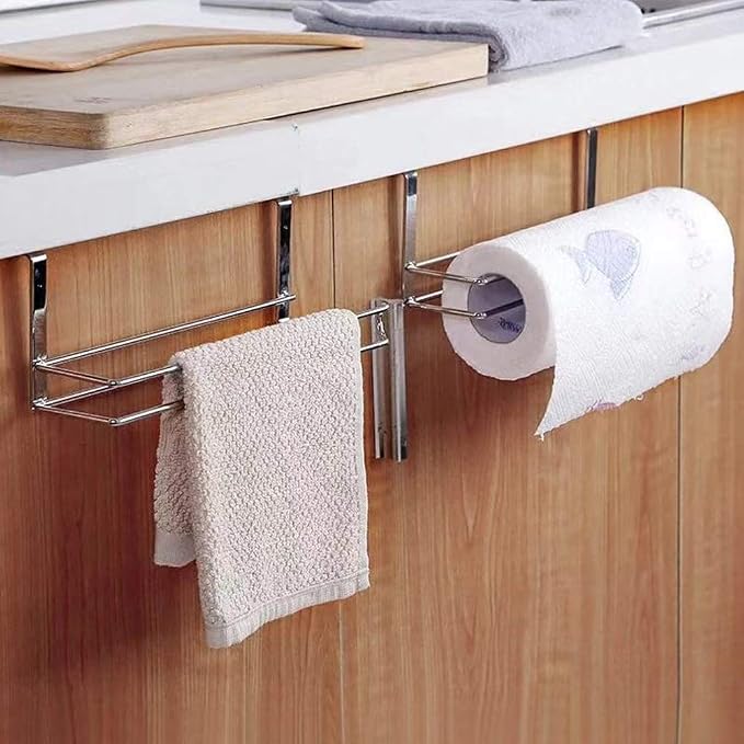 Paper Towel Hanger Holder Stainless Steel Kitchen Roll Paper Towel Holder - Image 7