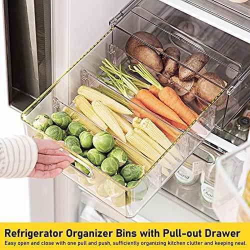 4 Pack Refrigerator Organizer Bins, 2 Large + 2 Small