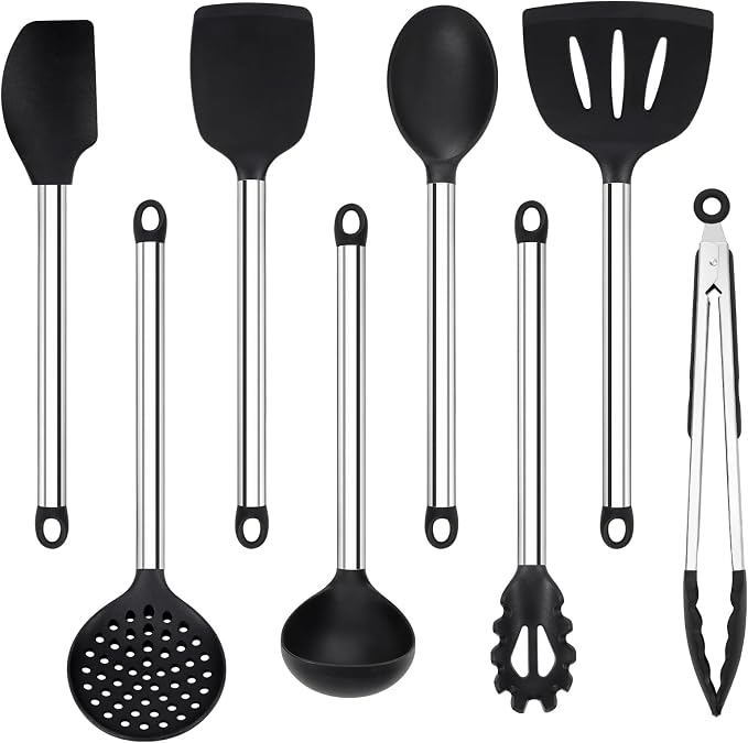 Silicone Cooking Utensils Set, Vayvnt 8 PCS Kitchen Utensils Set by Vayvnt