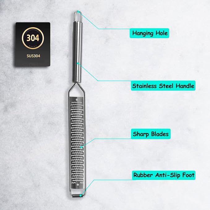 VOVOLY Lemon Zester, Cheese Grater, Parmesan Cheese, Lime Zester & Grater - Image 2