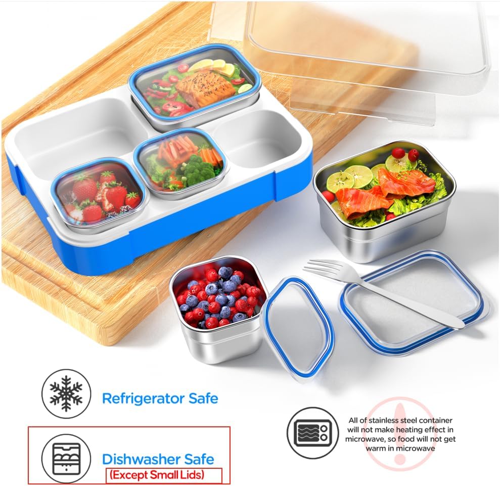 Lunch Box Stainless Steel Bento for Kids Adults Leakproof BPA-Free