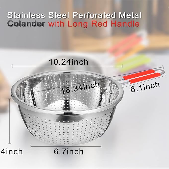 Stainless Steel Perforated Metal Colander Strainer - Image 2